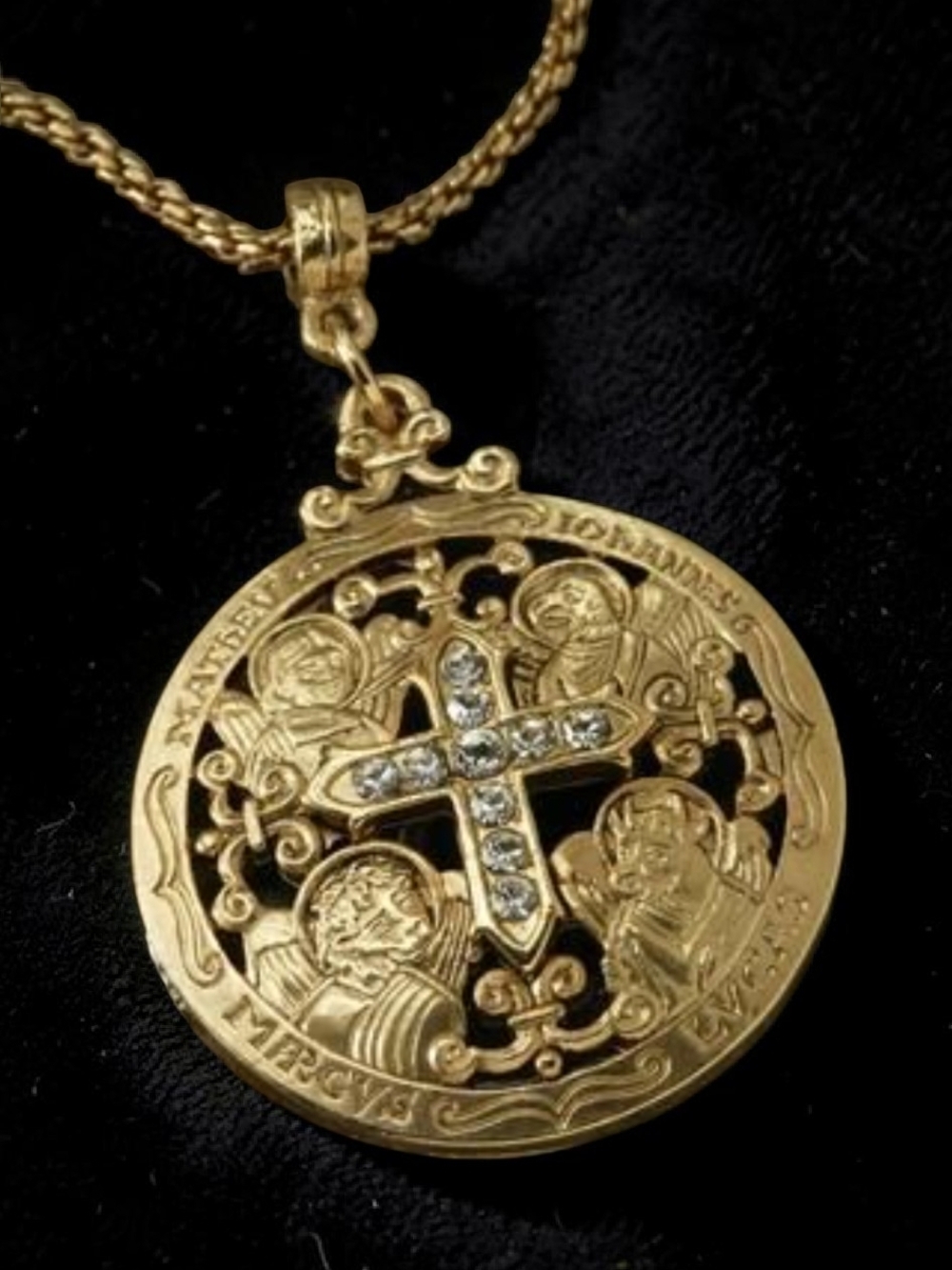 Vintage 1928 Jewelry "Writers Of The Good Word" Crystal Pendant Necklace 24" - Picture 2 of 4
